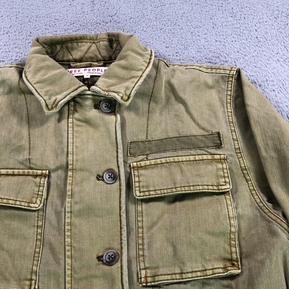 Free People Jacket Womens XS Beige Military Army Oversized Heavy Surplus Utility